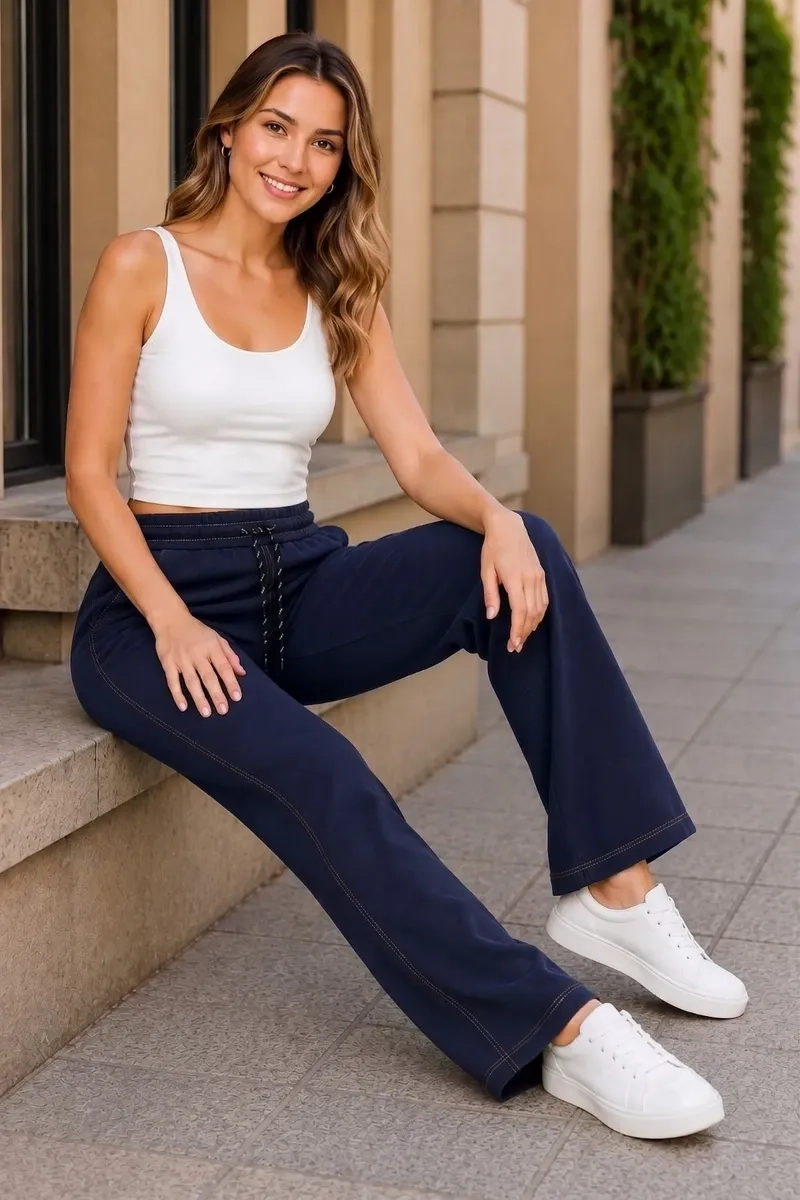PANTALON MUJER RECTO TIRO ALTO WIDE COLORES 7001 - 2