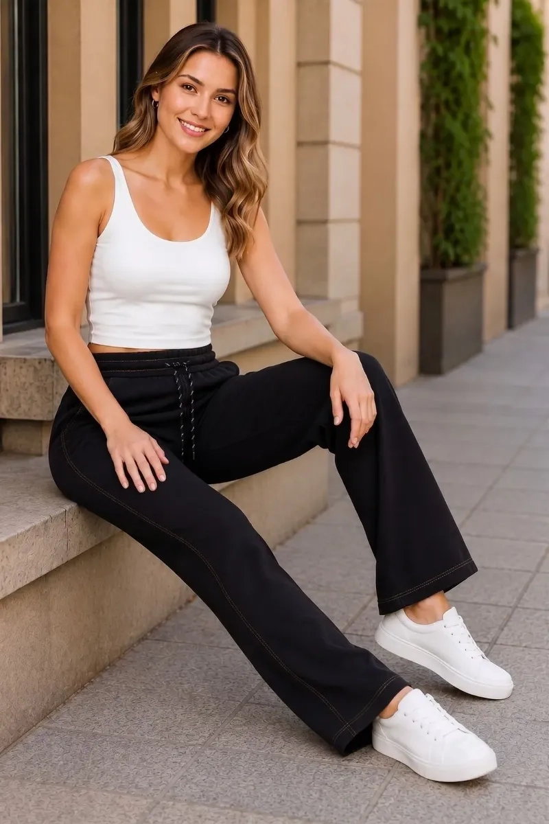 PANTALON MUJER RECTO TIRO ALTO WIDE COLORES 7001 - 2