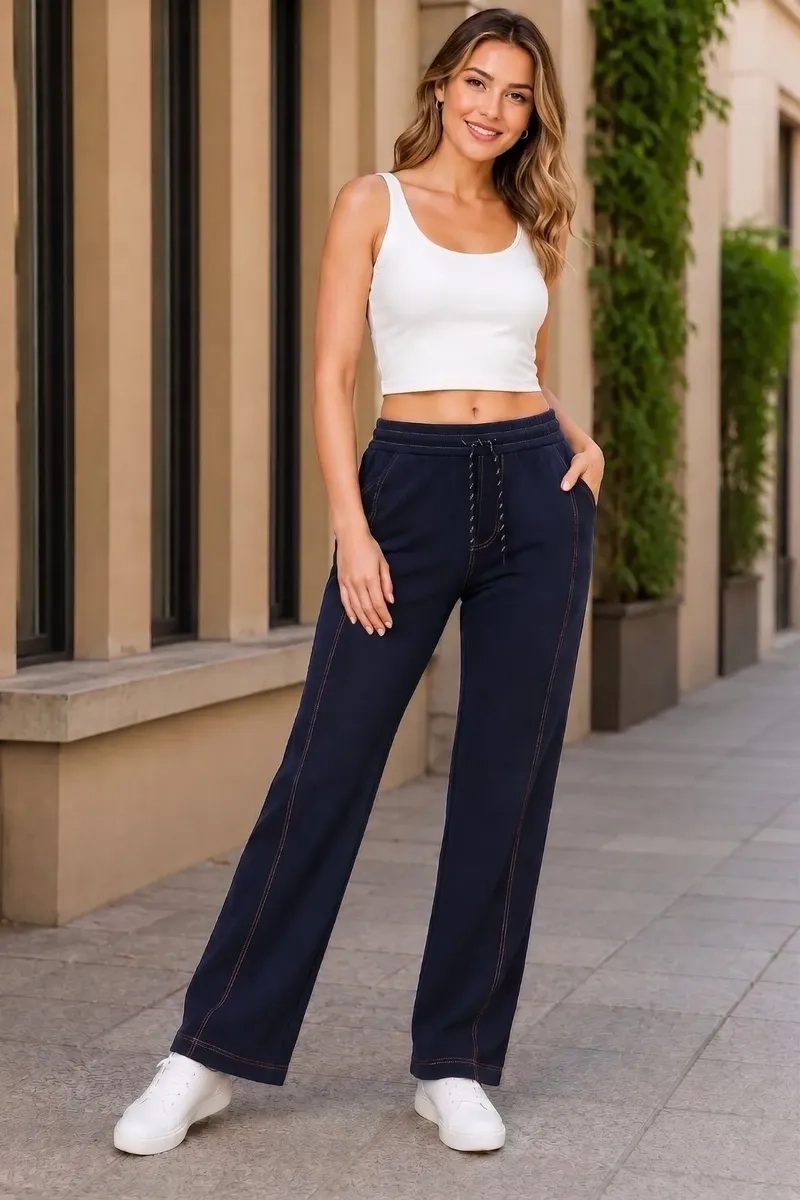 PANTALON MUJER RECTO TIRO ALTO WIDE COLORES 7001 - 3