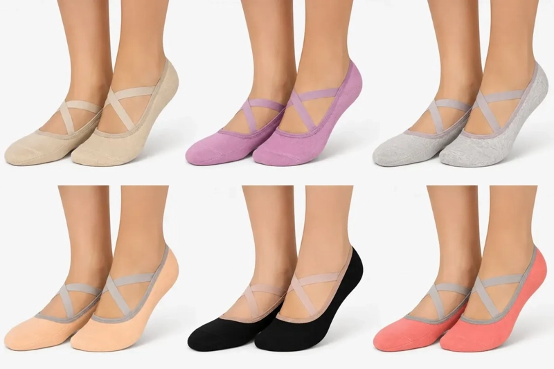 PACK 6 CALCETINES BALLERINA MUJER ANTIDESLIZANTES YOGA GYM 130Y - 1