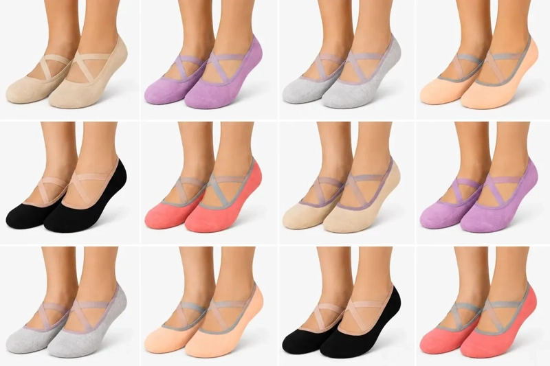 PACK 12 CALCETINES BALLERINA MUJER ANTIDESLIZANTES YOGA GYM 130Y - 1