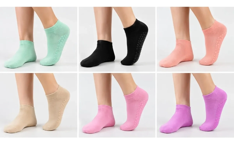 PACK 6 PARES CALCETAS MUJER ANTIDESLIZANTES YOGA PILATES GYM 129 - 1