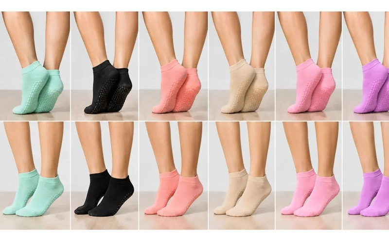 PACK 12 PARES CALCETAS MUJER ANTIDESLIZANTES YOGA PILATES GYM 129 - 1