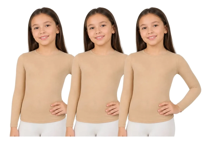 PACK  3 CAMISETAS PANTY NIÑA PRIMAVERA CAPA ELASTICADA INFANTIL 0548 - 1
