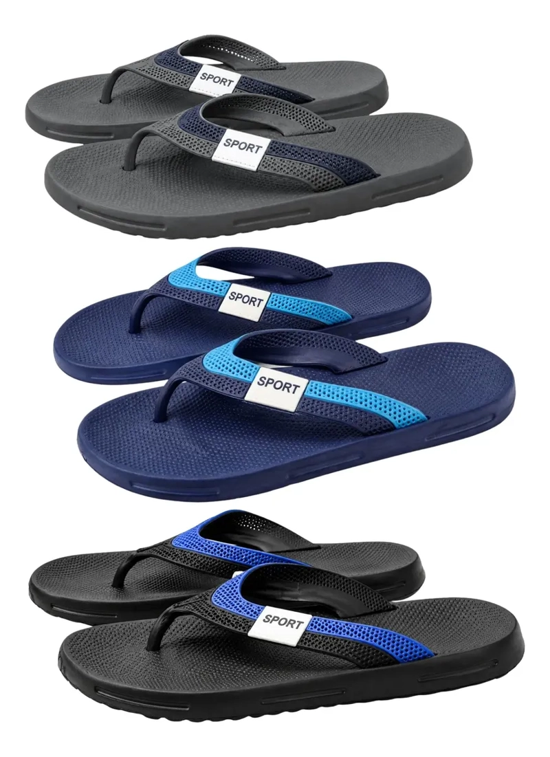 PACK 3 CHALAS HOMBRES HAWAIANAS GOMA SUELA EXTRA CONFORTABLE DUCHA 144 - 1
