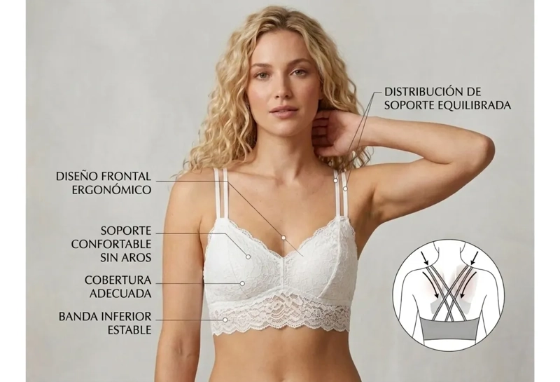 PACK 3 BRALETTE TOP MUJER SOSTEN PETO SUJETADOR ENCAJE SEXY 605 - 4