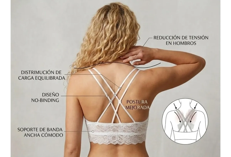 PACK 3 BRALETTE TOP MUJER SOSTEN PETO SUJETADOR ENCAJE SEXY 605 - 5