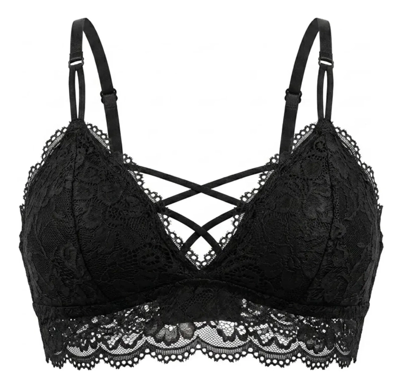 PACK 3 BRALETTE MUJER ENCAJE SOSTEN TOP CRUZADO CON BROCHE 600 - 5