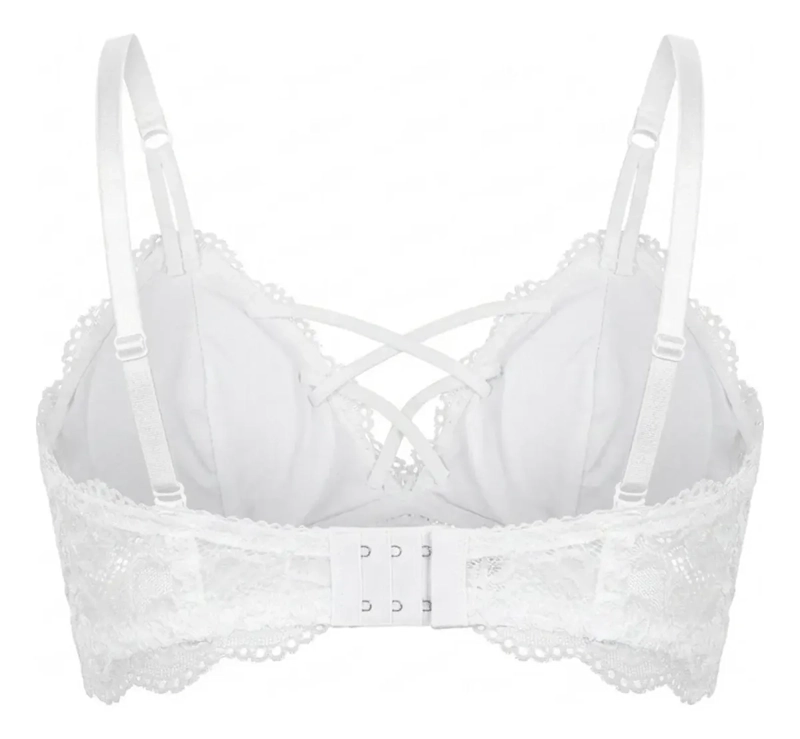 PACK 3 BRALETTE MUJER ENCAJE SOSTEN TOP CRUZADO CON BROCHE 600 - 6