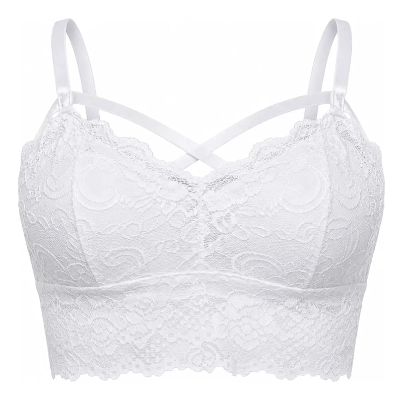 BRALETT TOP MUJER ENCAJE SOSTEN SIN BROCHE LENCERIA CONFORT 568B - 4