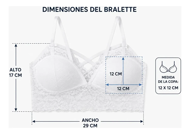 BRALETT TOP MUJER ENCAJE SOSTEN SIN BROCHE LENCERIA CONFORT 568B - 6