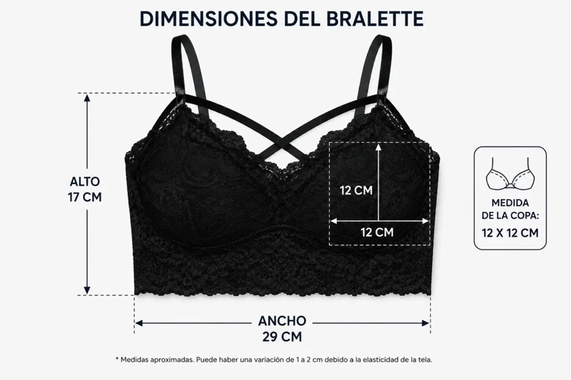 BRALETT TOP MUJER ENCAJE SOSTEN SIN BROCHE LENCERIA CONFORT 568B - 6