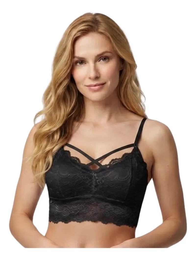 PACK 3 BRALETTE MUJER ENCAJE TOP SIN BROCHE LENCERIA CONFORT 568B - 3