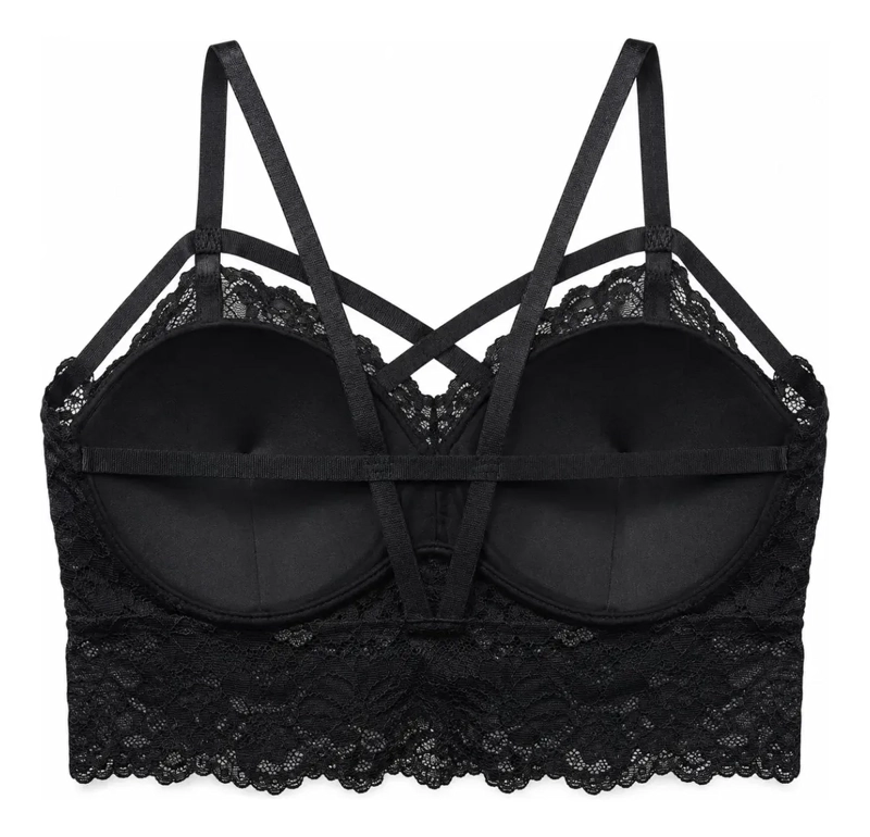 PACK 3 BRALETTE MUJER ENCAJE TOP SIN BROCHE LENCERIA CONFORT 568B - 6