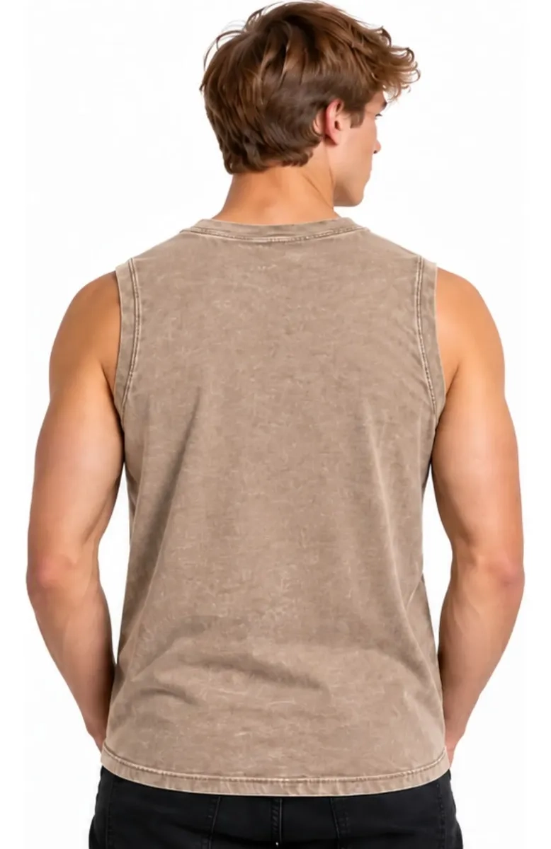 POLERA HOMBRE SIN MANGAS WASHED DESLAVADA 100% ALGODON 7005 - 6