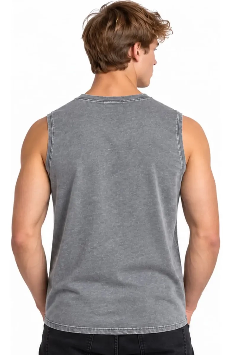 POLERA HOMBRE SIN MANGAS WASHED DESLAVADA 100% ALGODON 7005 - 6