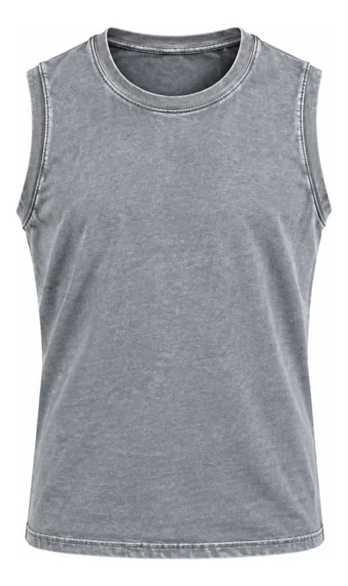 POLERA HOMBRE SIN MANGAS WASHED DESLAVADA 100% ALGODON 7005 - 7