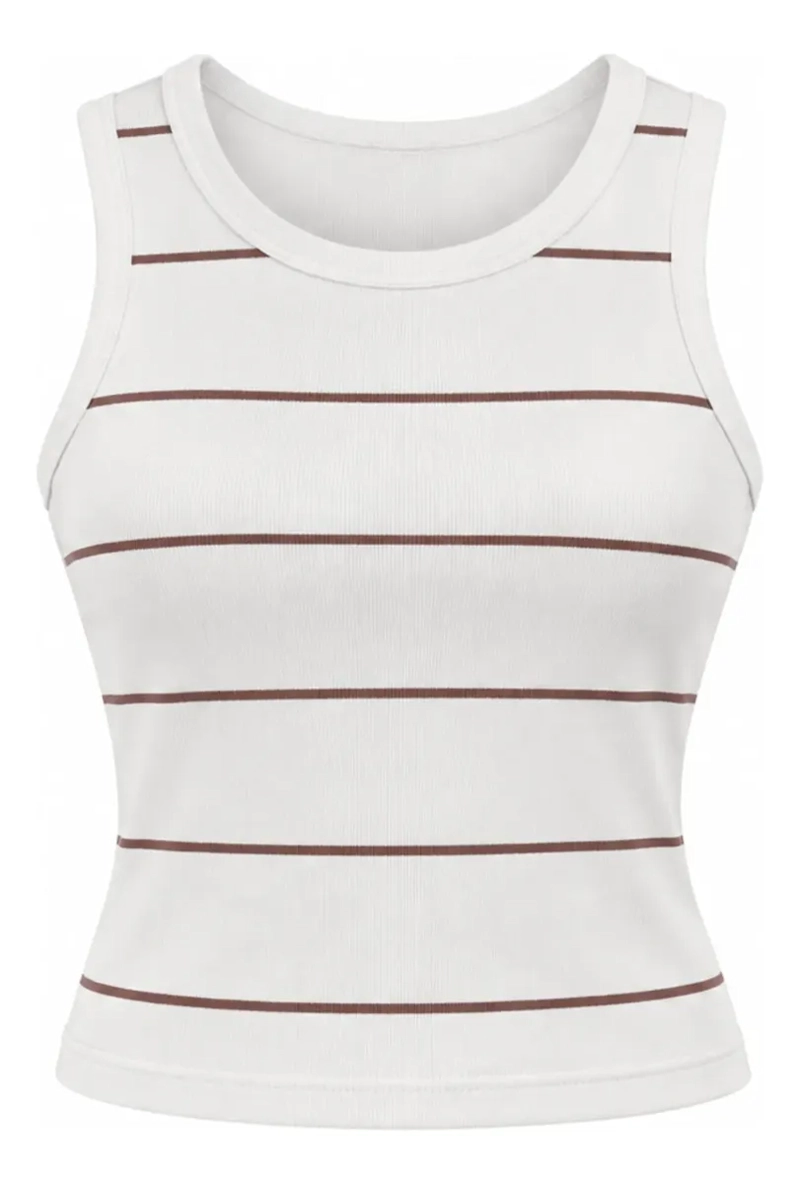 POLERA MUJER CROP TOP AJUSTADA SIN MANGAS TELA ACANALADA 9028 - 8
