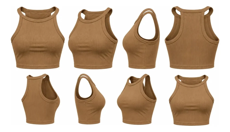 CROP TOP ACANALADO MUJER MUSCULOSA MODA HALTER JUVENIL 9012 - 6