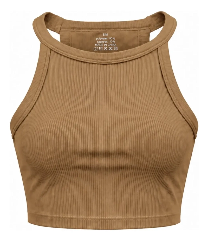 CROP TOP ACANALADO MUJER MUSCULOSA MODA HALTER JUVENIL 9012 - 7