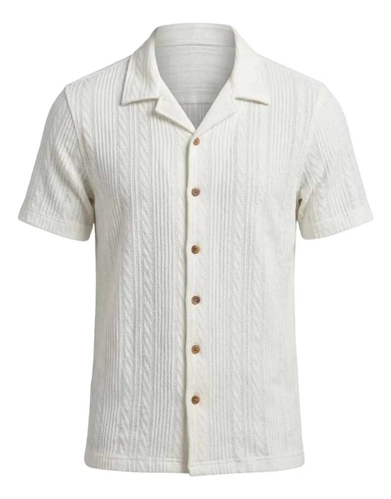 CAMISA HOMBRE ALGODON SPANDEX TEJIDA MANGA CORTA PREMIUM 0201 - 7