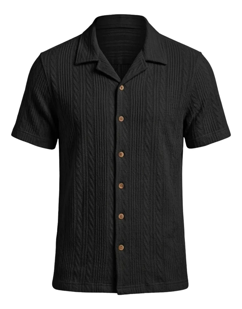 CAMISA HOMBRE ALGODON SPANDEX TEJIDA MANGA CORTA PREMIUM 0201 - 7