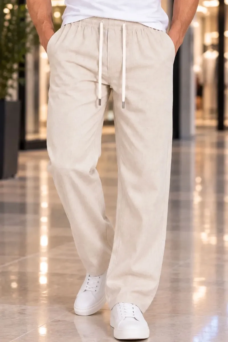 PANTALON LINO HOMBRE CORTE RECTO PRETINA ELASTICADA. PREMIUM 4032 - 1