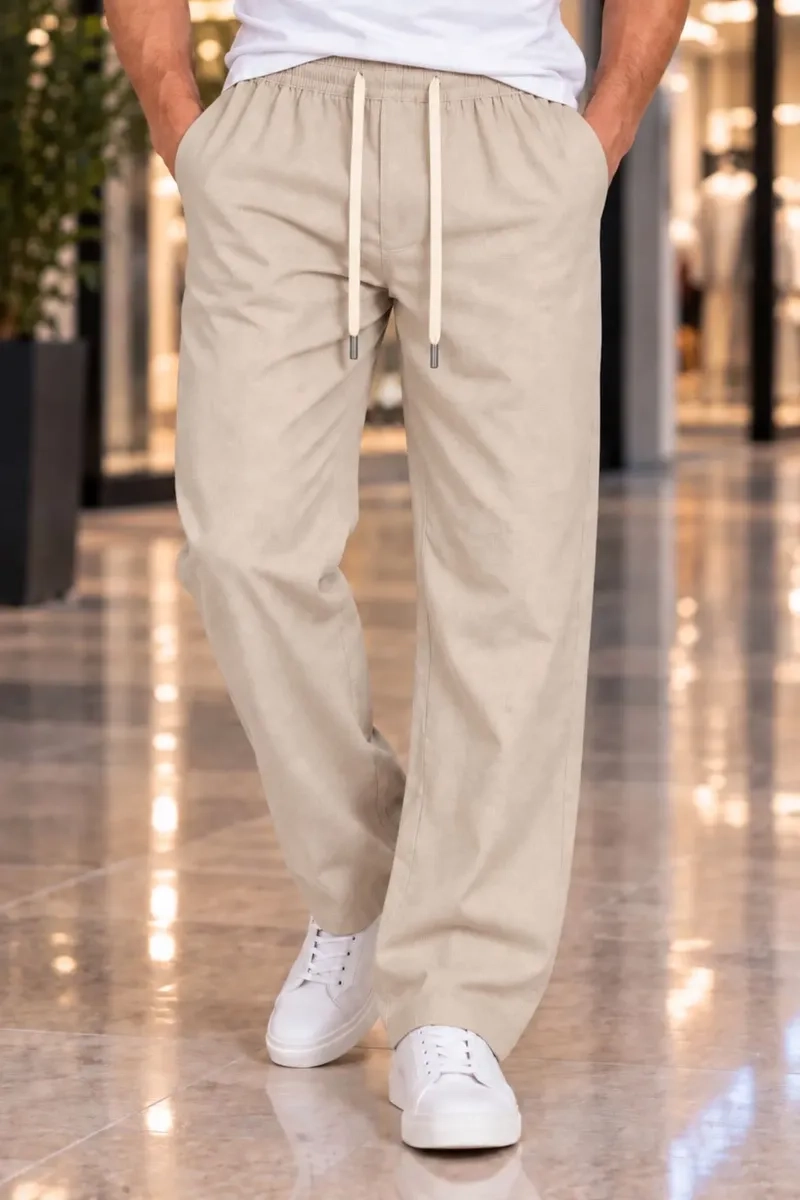 PANTALON LINO HOMBRE CORTE RECTO PRETINA ELASTICADA. PREMIUM 4032 - 1