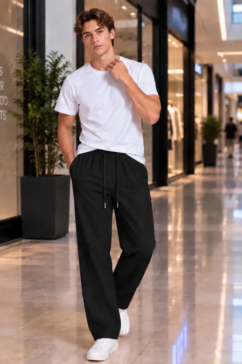 PANTALON LINO HOMBRE CORTE RECTO PRETINA ELASTICADA. PREMIUM 4032 - 2