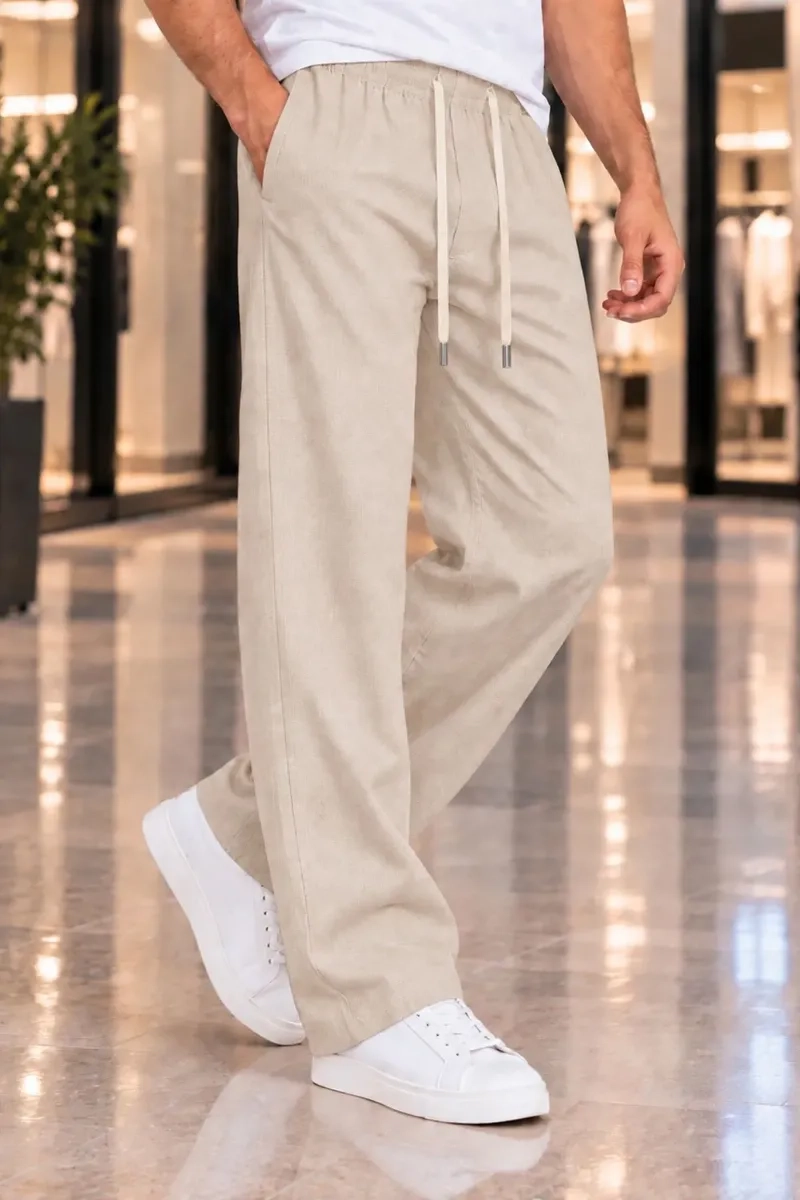 PANTALON LINO HOMBRE CORTE RECTO PRETINA ELASTICADA. PREMIUM 4032 - 3