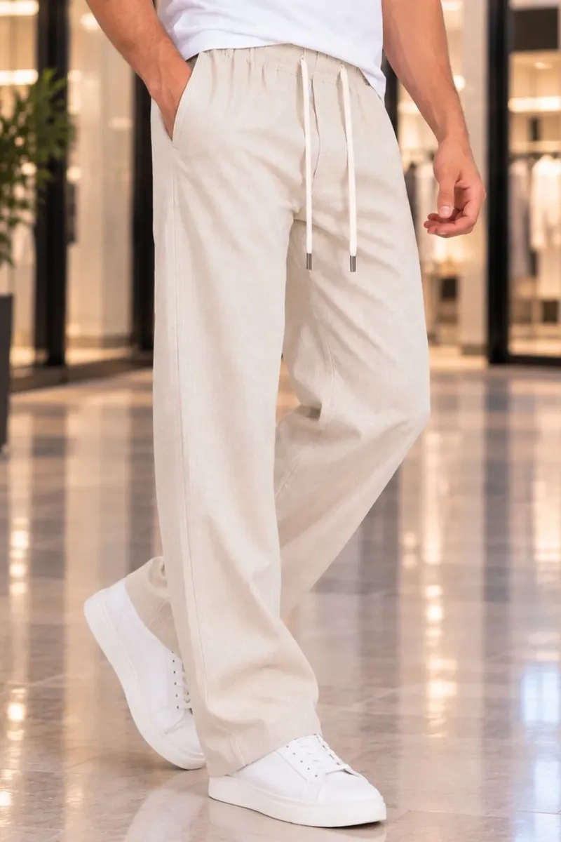 PANTALON LINO HOMBRE CORTE RECTO PRETINA ELASTICADA. PREMIUM 4032 - 4