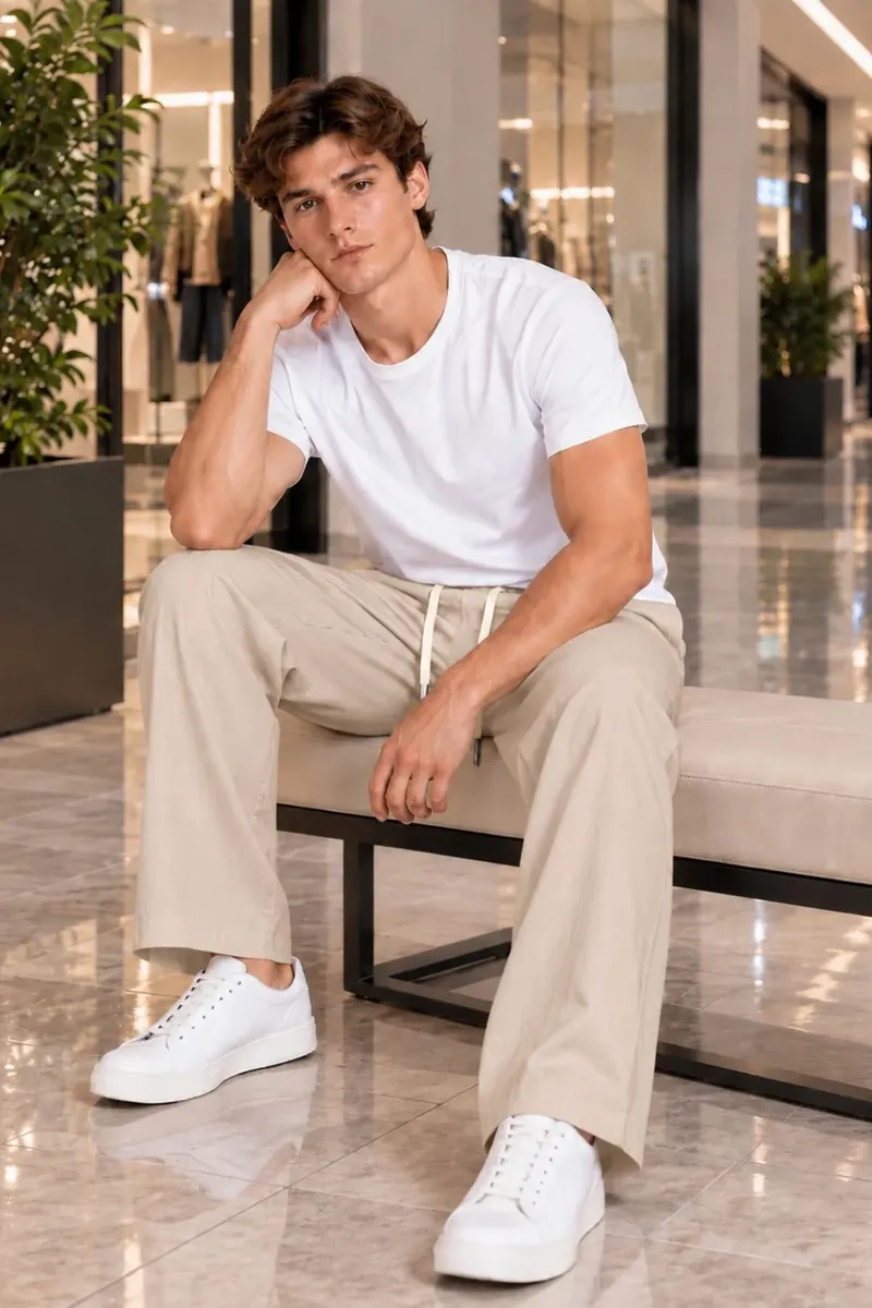 PANTALON LINO HOMBRE CORTE RECTO PRETINA ELASTICADA. PREMIUM 4032 - 4