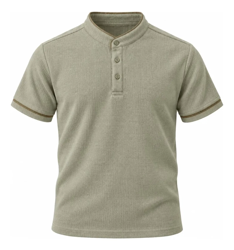 POLERA HOMBRE ALGODON SPANDEX TIPO HENLEY CAMISA ELASTICADA 6323 - 8