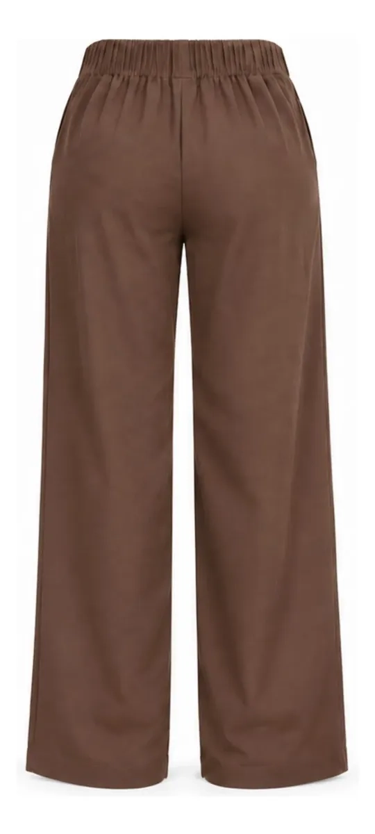 PANTALON RECTO ALGODON TIPO LINO. PALAZZO MUJER ELASTICADO. 9003 - 7