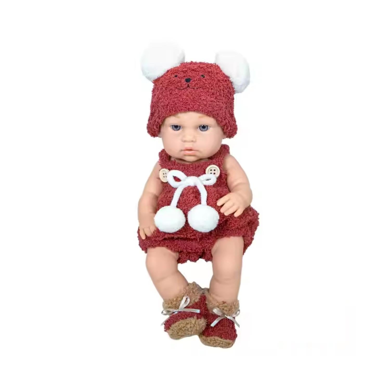 JUGUETE MUÑECA REALISTA 29CM SILICONA VESTIDO ROJO INFANTIL - 1