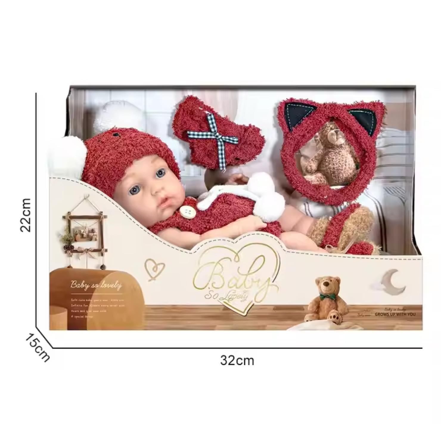 JUGUETE MUÑECA REALISTA 29CM SILICONA VESTIDO ROJO INFANTIL - 2