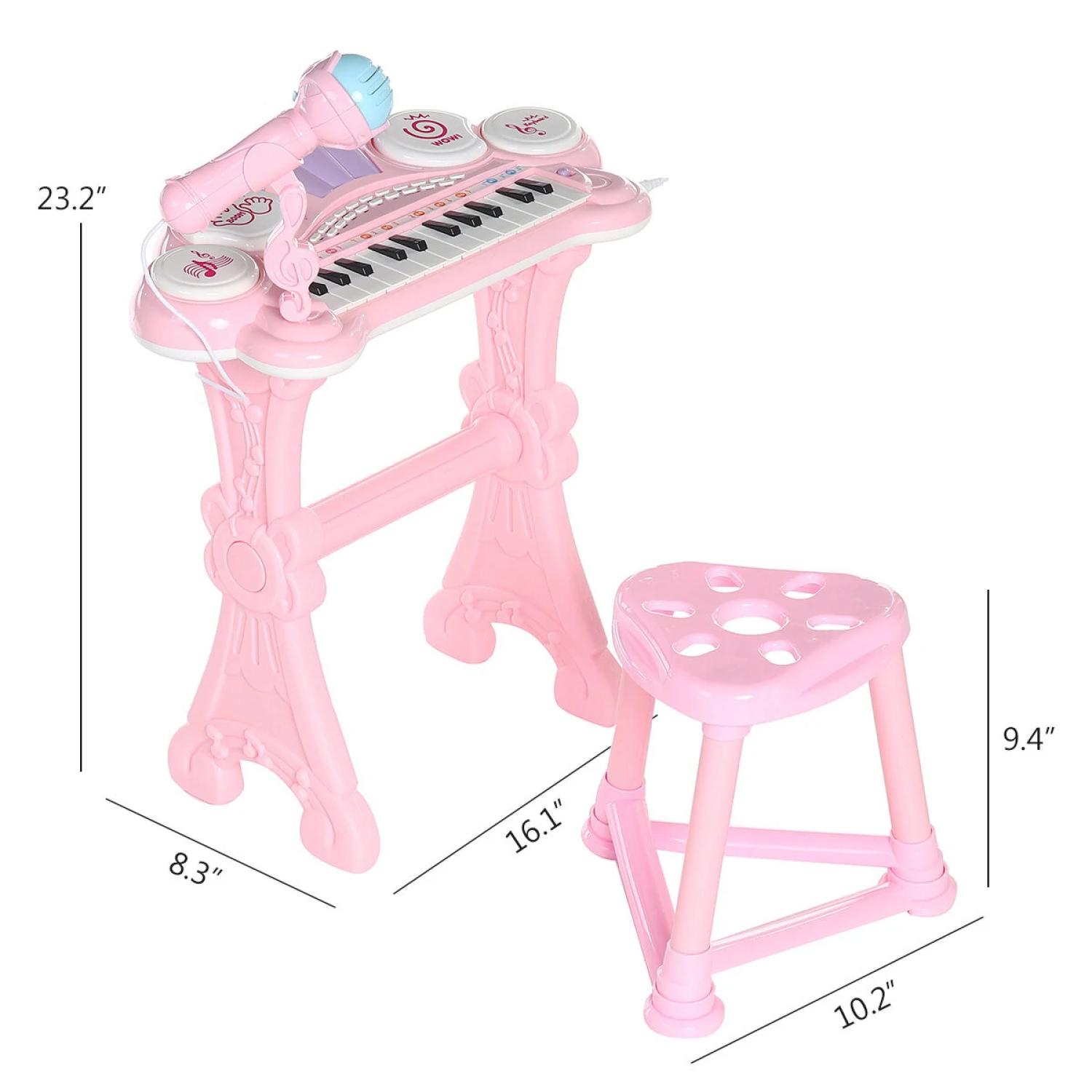 JUGUETE TECLADO PIANO MUSICAL CON MICROFONO ROSADO INFANTIL - 2