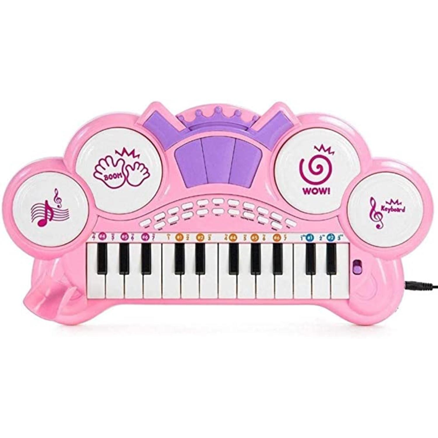 JUGUETE TECLADO PIANO MUSICAL CON MICROFONO ROSADO INFANTIL - 3