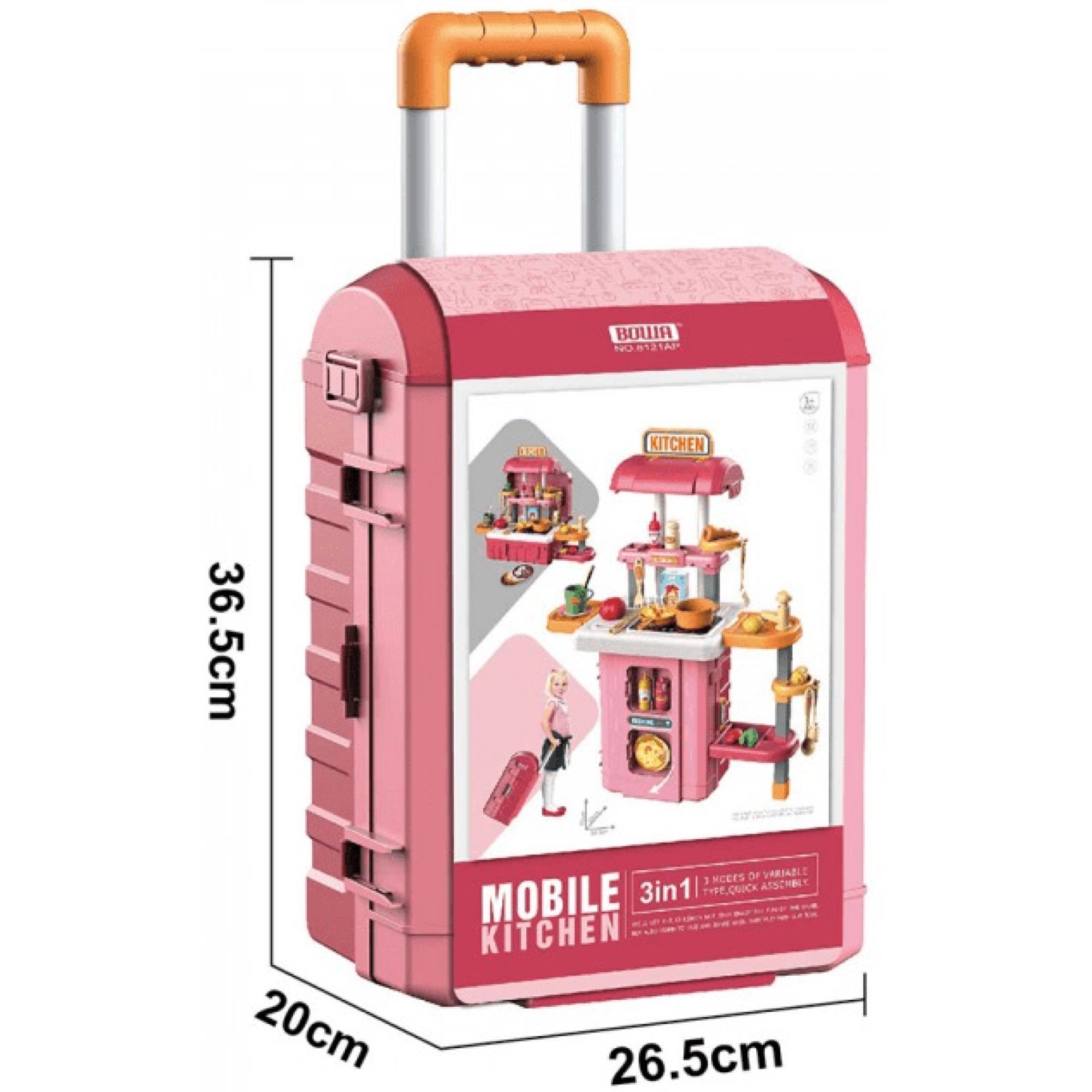 JUGUETE SET MALETA COCINA 49 PIEZAS 3 EN 1 ROSADO INFANTIL - 4