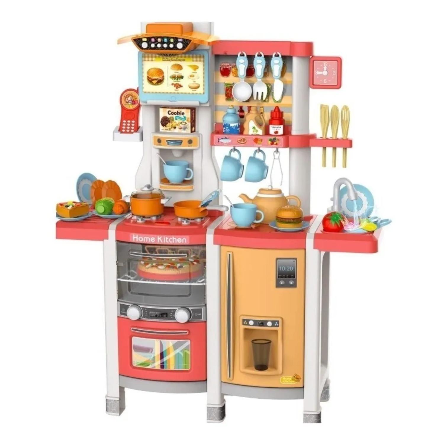 JUGUETE SET COCINA 65 PIEZAS LUZ SONIDO ROSADO INFANTIL 100CM - 1