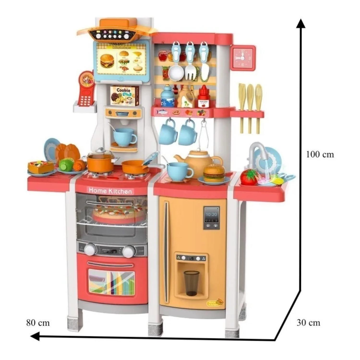 JUGUETE SET COCINA 65 PIEZAS LUZ SONIDO ROSADO INFANTIL 100CM - 2