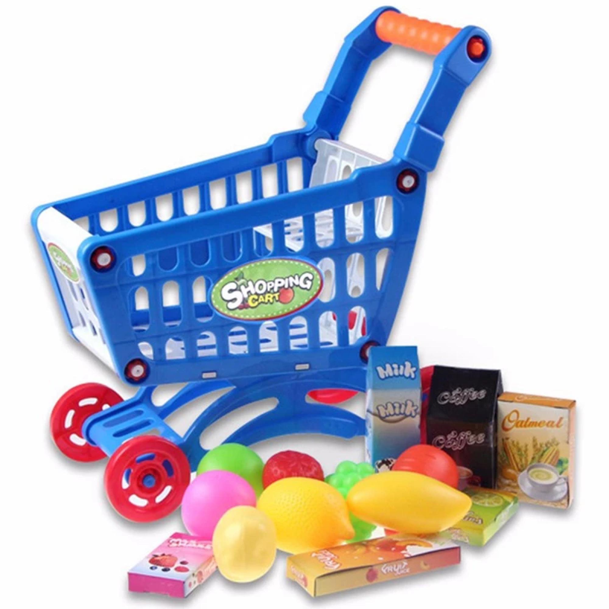 SET CARRITO DE COMPRAS CON ACCESORIOS 56 PIEZAS AZUL - 2