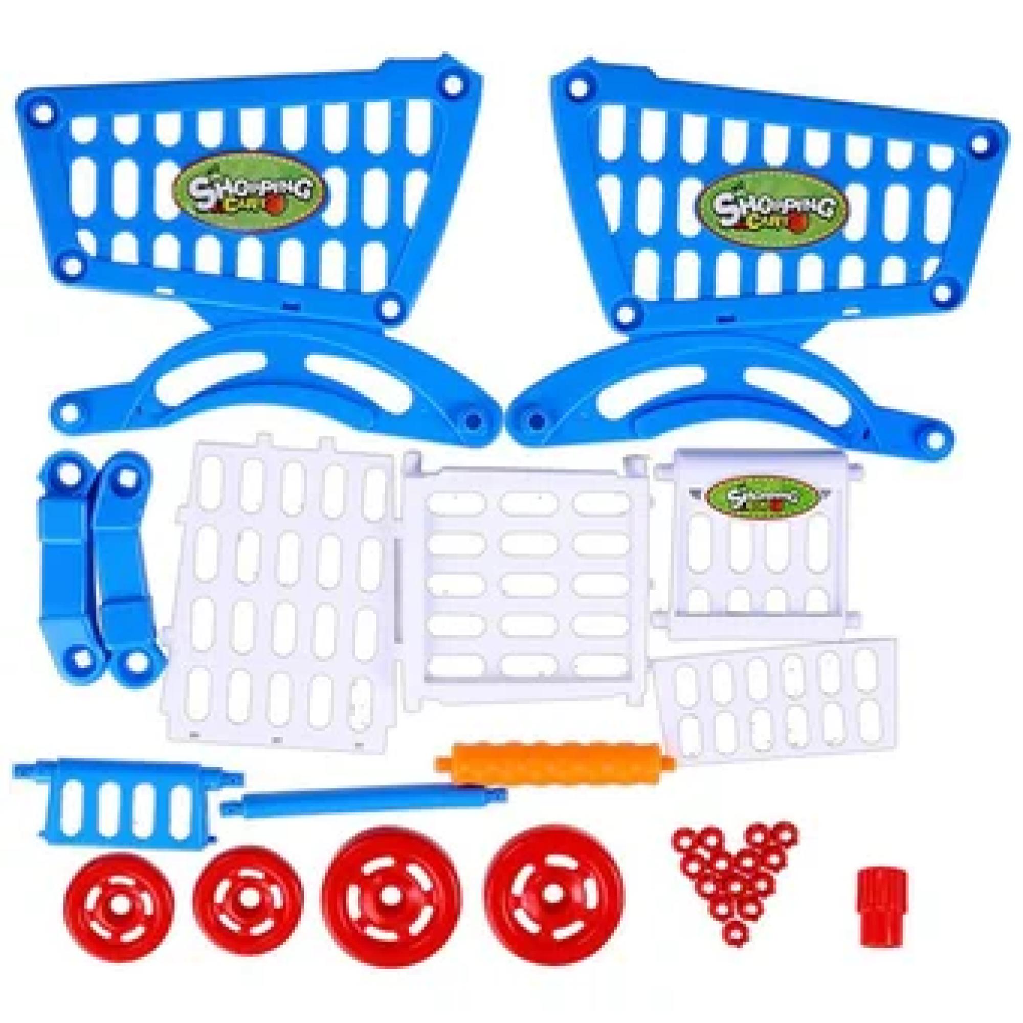 SET CARRITO DE COMPRAS CON ACCESORIOS 56 PIEZAS AZUL - 3
