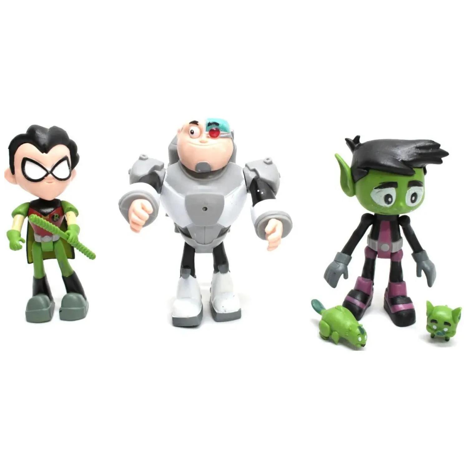 JUGUETE FIGURAS NEGRO JOVENES TITANES 3 PIEZAS 13 CM ACCESORIOS - 1