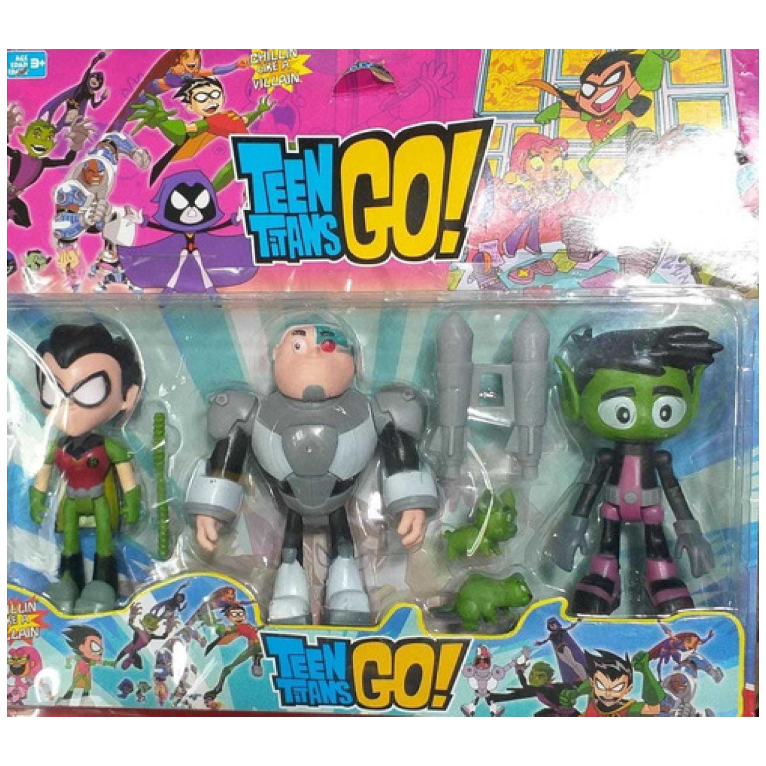 JUGUETE FIGURAS NEGRO JOVENES TITANES 3 PIEZAS 13 CM ACCESORIOS - 4