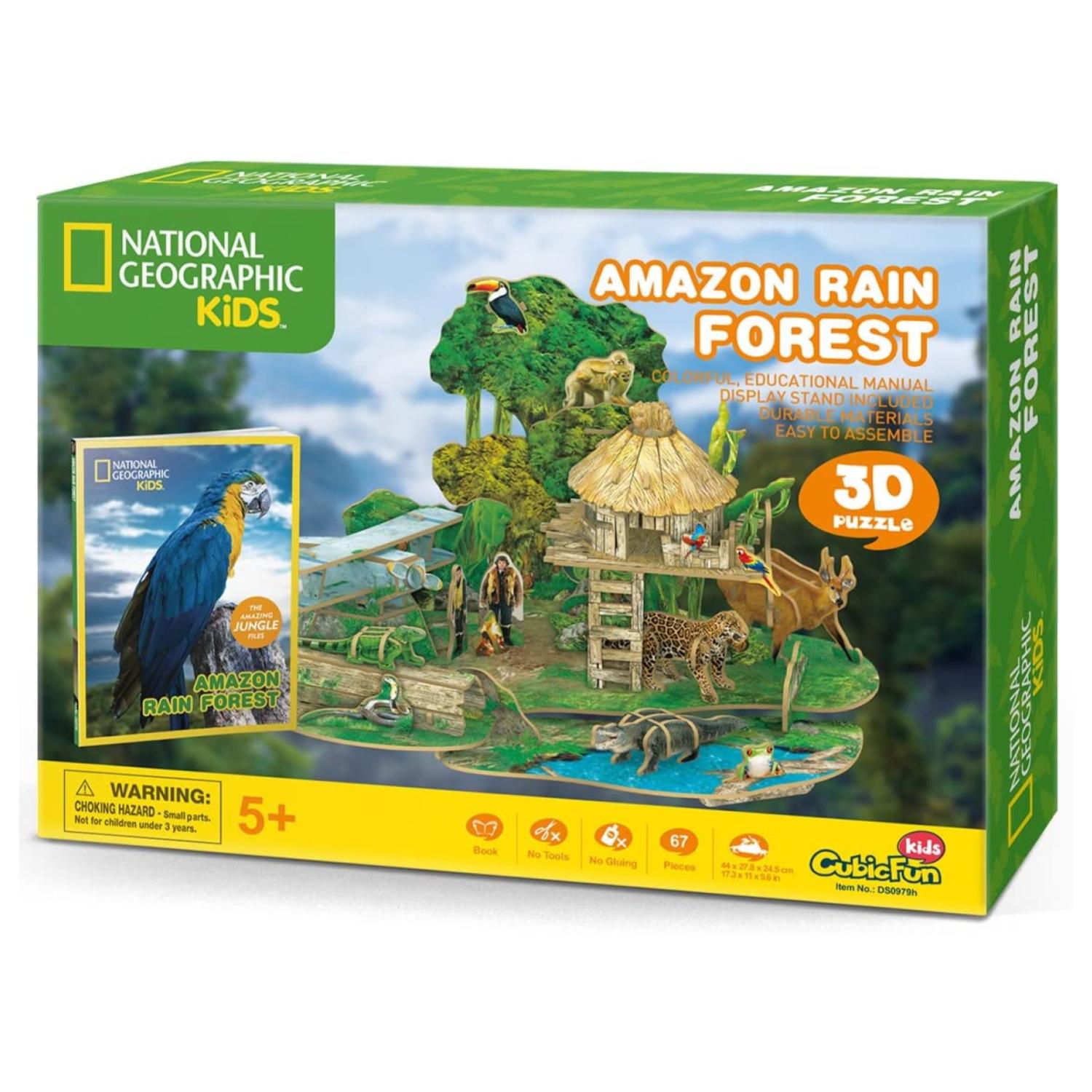 JUEGO DIDÁCTICO PUZZLE ARMABLE 3D SELVA AMAZON BOSQUE 63 PIEZAS - 4