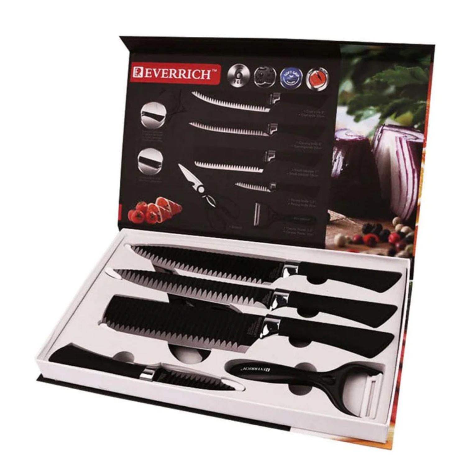 SET DE CUCHILLOS PROFESIONALES CON TIJERAS Y PELADOR NEGRO - 2