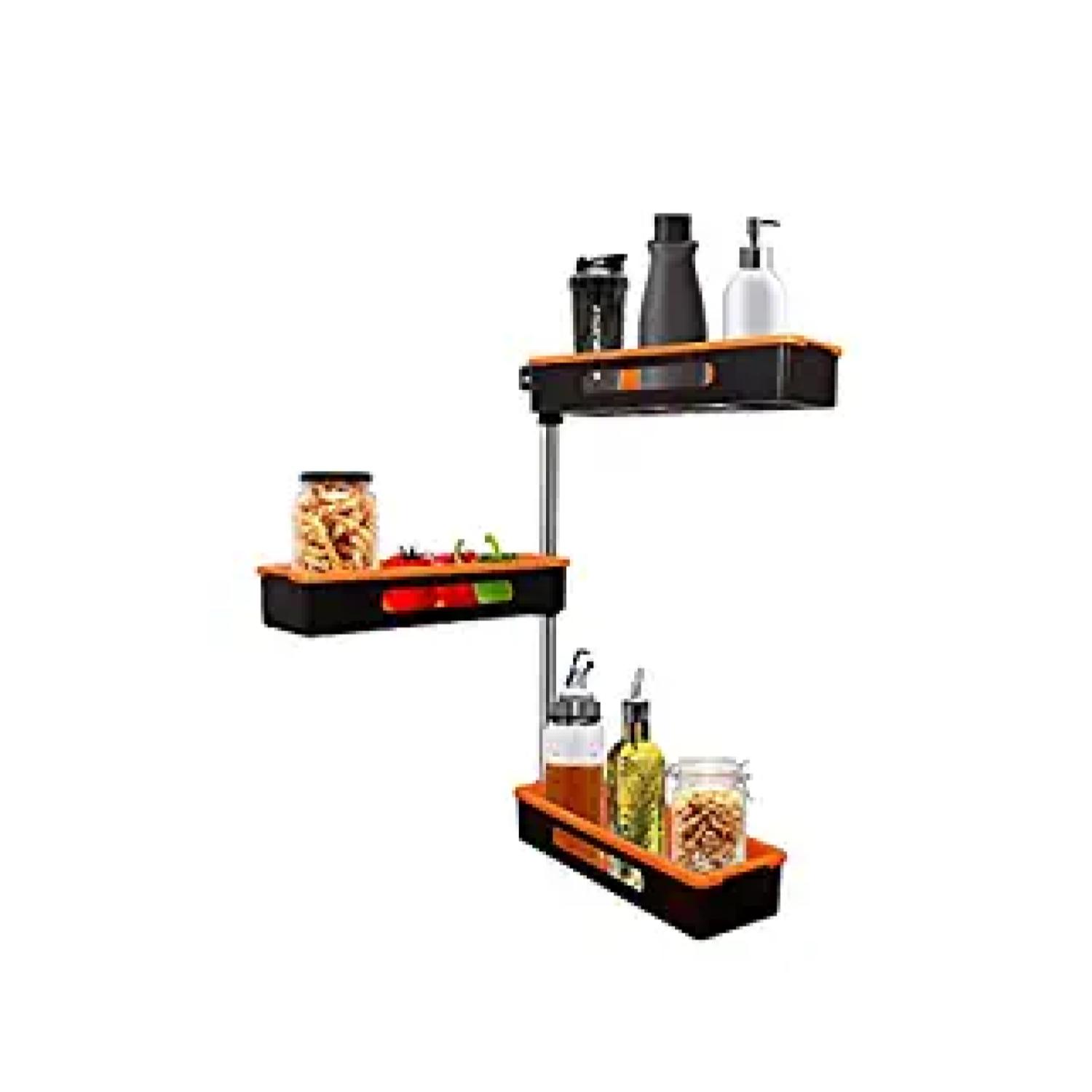 ESTANTE GIRATORIO DE ESQUINA 3 NIVELES PARA COCINA O BAÑO - 1