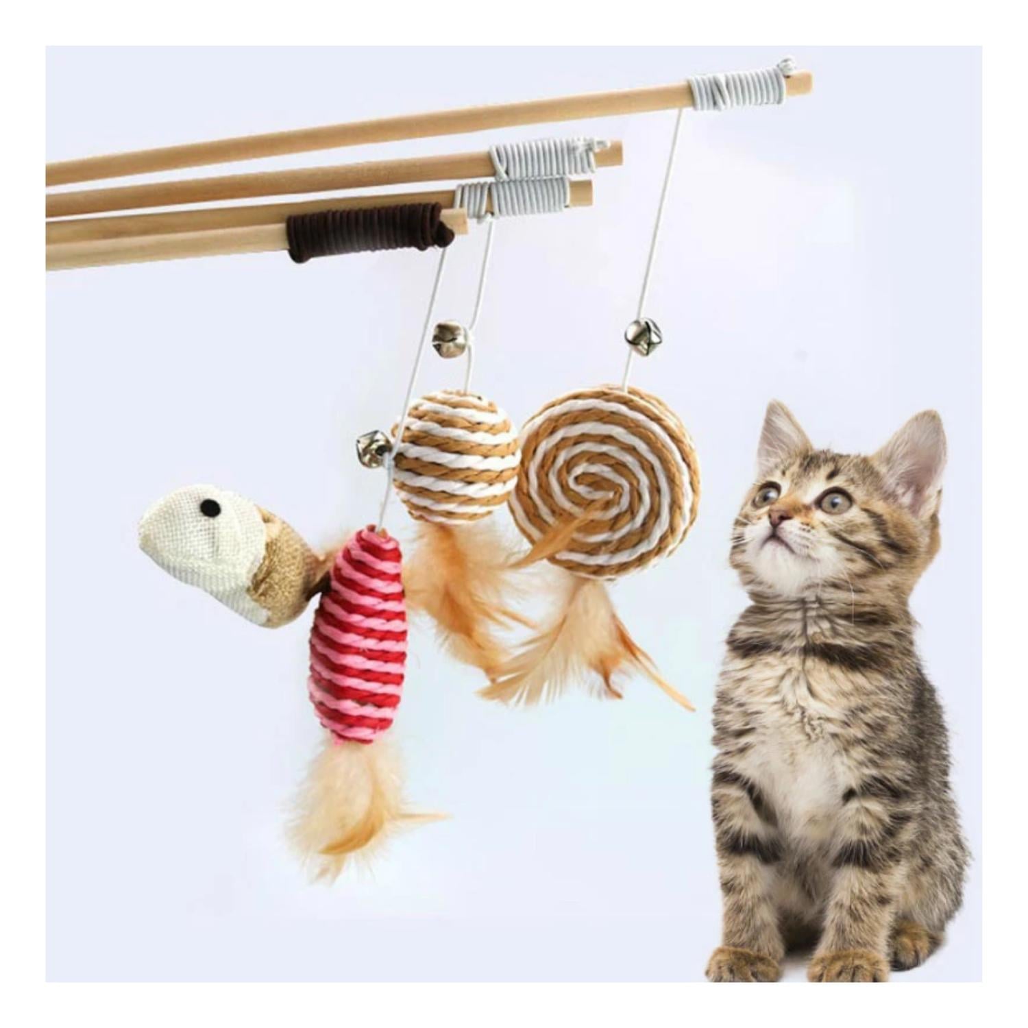 JUGUETE VARITA CON BOLA O RATON PARA GATOS MASCOTAS - 3