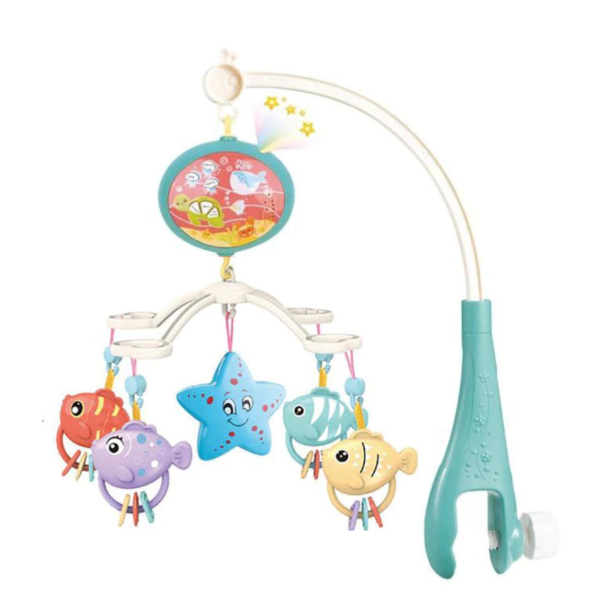 JUGUETE MÓVIL SONAJERO INFANTIL CON LUZ Y SONIDO ACUATICO AZUL - 1